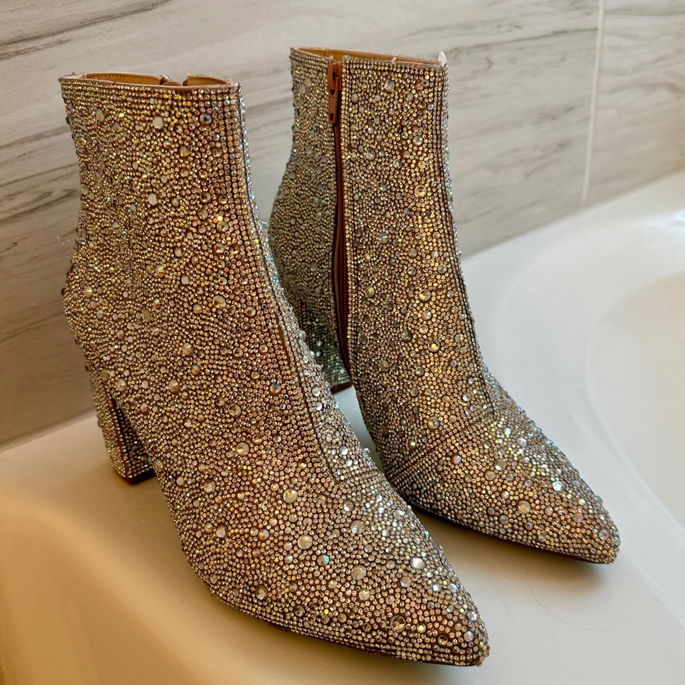 Betsey Johnson Cady Crystal Pave Boot in 8.5